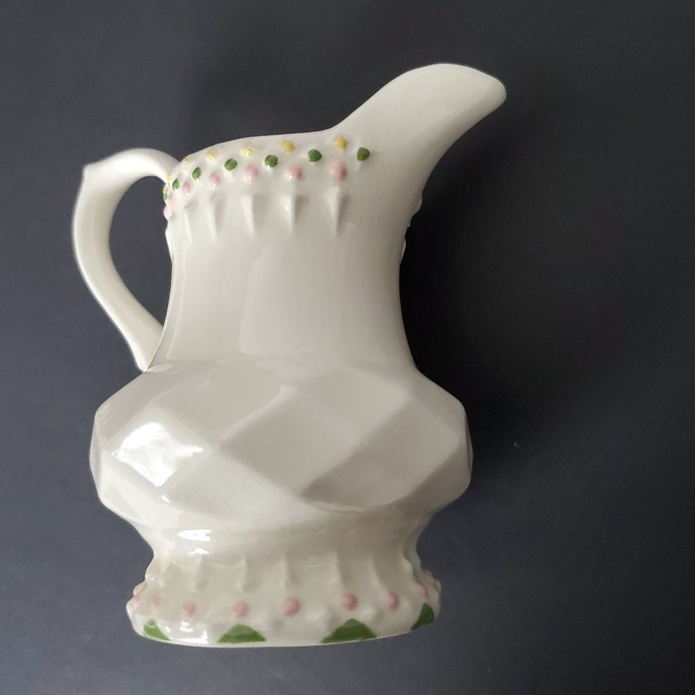 RARE 1968 Porcelain Pottery Creamer / Milk Server Diamond Cut & Hobnail Accents